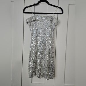 Windsor Strapless Silver Sequin Dress
